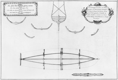 Plan eines Schiffes mit seinen Bodenplatten, Illustration aus dem 